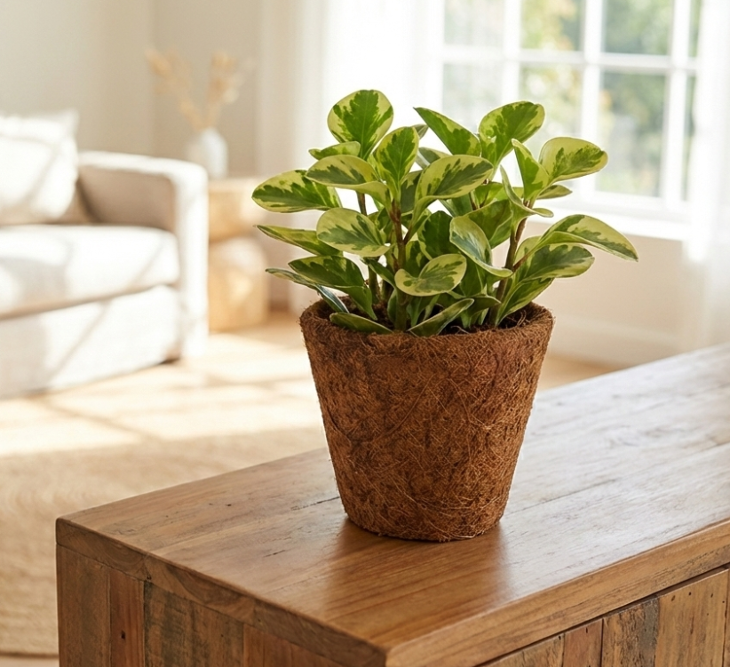 Vaso de fibra de coco em interior